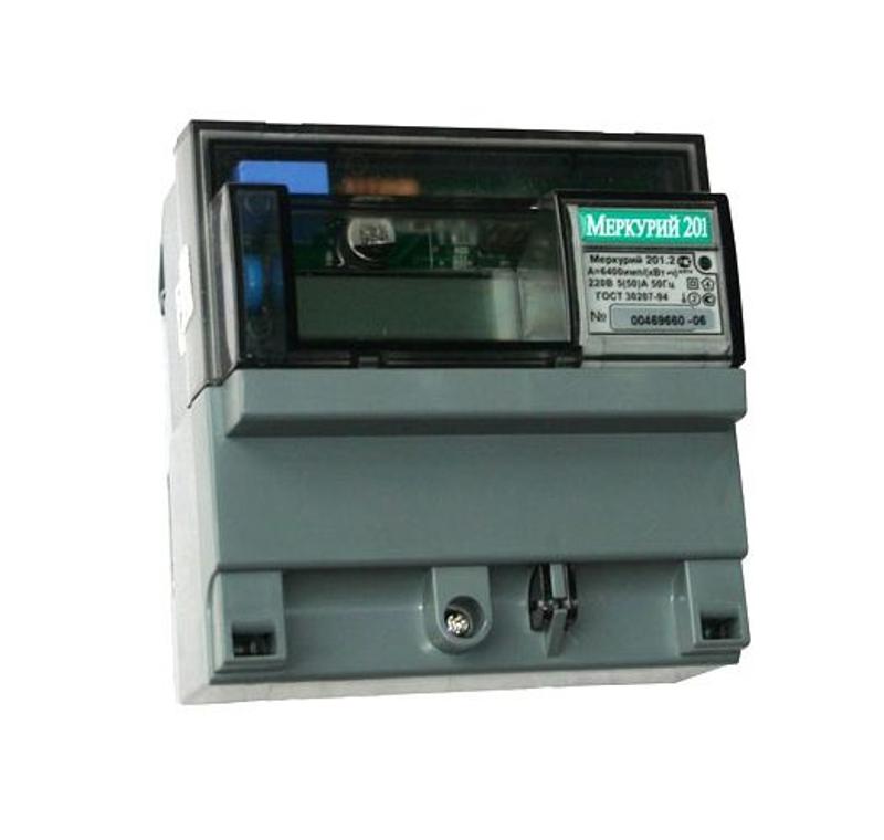 Счетчик Меркурий 201.2  5-60А/220В (1 тар.) ЖКИ (DIN)